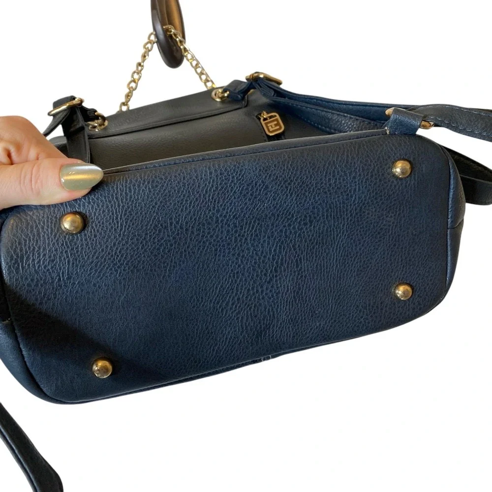 Ted Lapidus Faux‎ Leather Backpack in Navy Blue